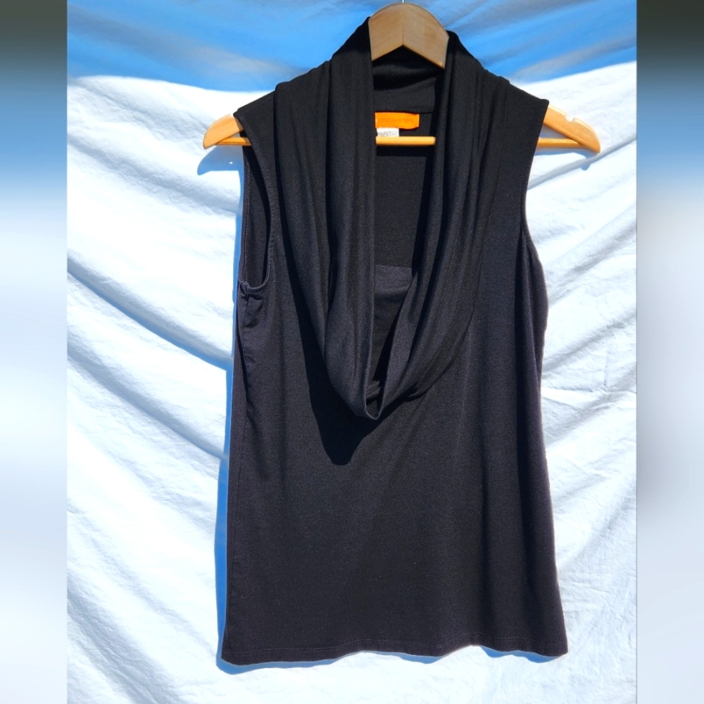Cynthia Steffe Black Cowlick Neck Tank Blouse Excellent Pre-Owned Condition